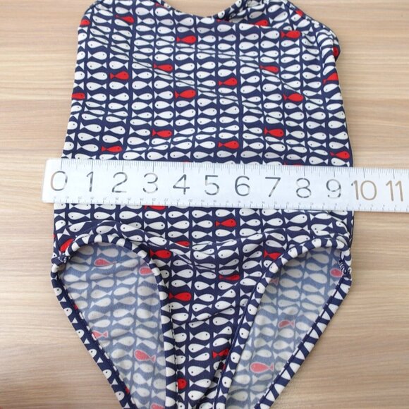 Blue One Piece Swimsuit Toddler Girls 18 Months Halter Fish Bathing Suit Beach - Picture 5 of 10